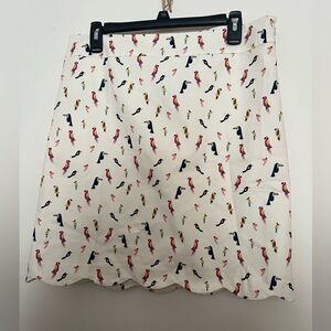 Talbots Cream Skirt with Colorful Bird Print